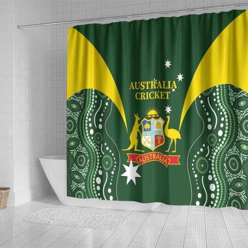 Australia Cricket Shower Curtain 2024 World Cup Go Aussie - Green Version