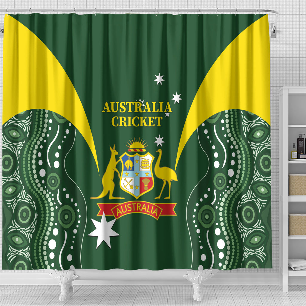 Australia Cricket Shower Curtain 2024 World Cup Go Aussie - Green Version