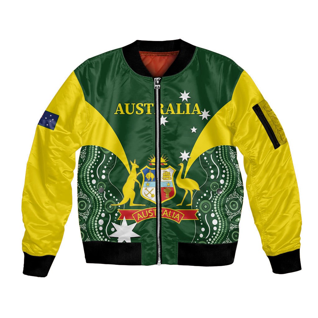 Custom Australia Cricket Sleeve Zip Bomber Jacket 2024 World Cup Go Aussie - Green Version