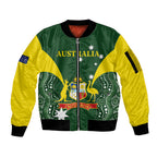 Custom Australia Cricket Sleeve Zip Bomber Jacket 2024 World Cup Go Aussie - Green Version