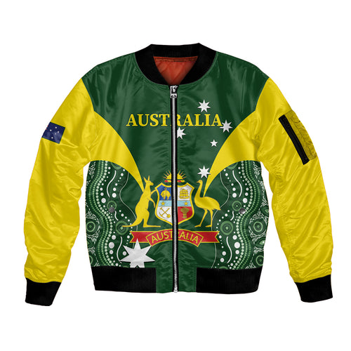 Custom Australia Cricket Sleeve Zip Bomber Jacket 2024 World Cup Go Aussie - Green Version