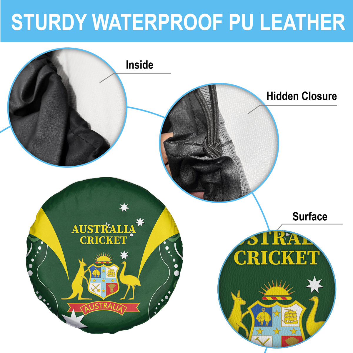 Australia Cricket Spare Tire Cover 2024 World Cup Go Aussie - Green Version