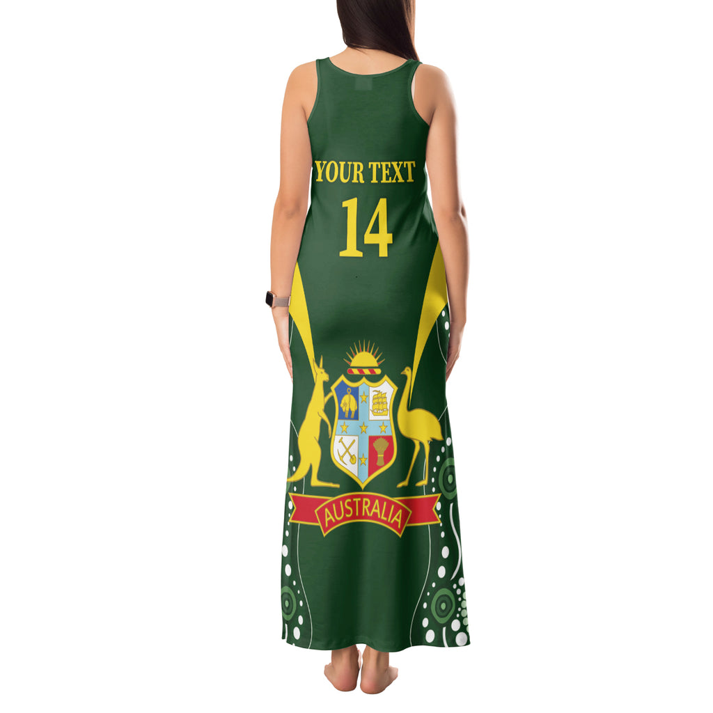 Custom Australia Cricket Tank Maxi Dress 2024 World Cup Go Aussie - Green Version