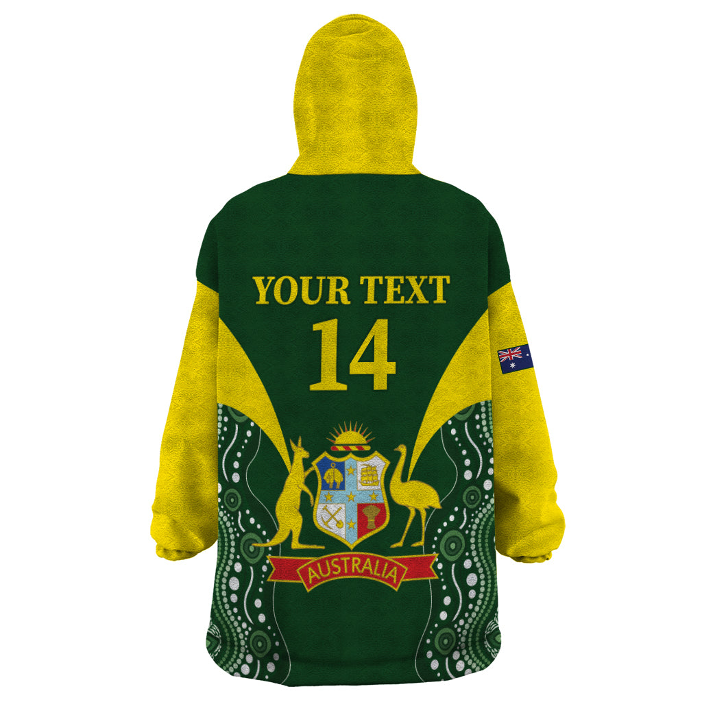 Custom Australia Cricket Wearable Blanket Hoodie 2024 World Cup Go Aussie - Green Version