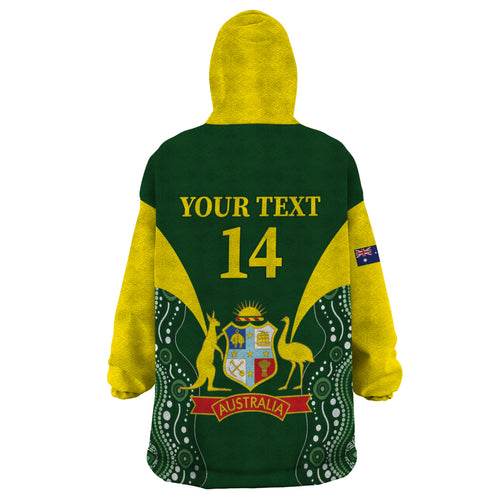 Custom Australia Cricket Wearable Blanket Hoodie 2024 World Cup Go Aussie - Green Version