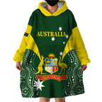 Custom Australia Cricket Wearable Blanket Hoodie 2024 World Cup Go Aussie - Green Version