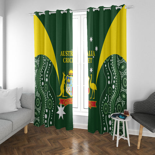 Australia Cricket Window Curtain 2024 World Cup Go Aussie - Green Version