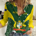 Custom Australia Cricket Women Casual Shirt 2024 World Cup Go Aussie - Green Version