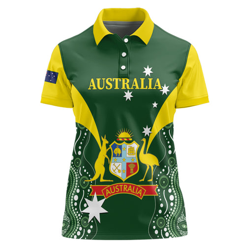Custom Australia Cricket Women Polo Shirt 2024 World Cup Go Aussie - Green Version