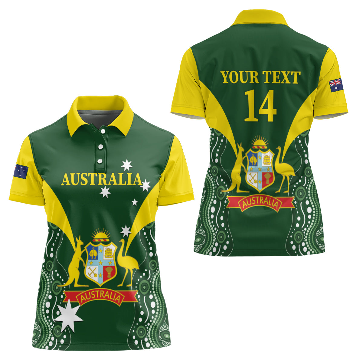 Custom Australia Cricket Women Polo Shirt 2024 World Cup Go Aussie - Green Version
