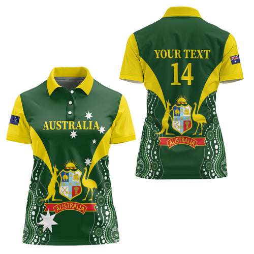 Custom Australia Cricket Women Polo Shirt 2024 World Cup Go Aussie - Green Version