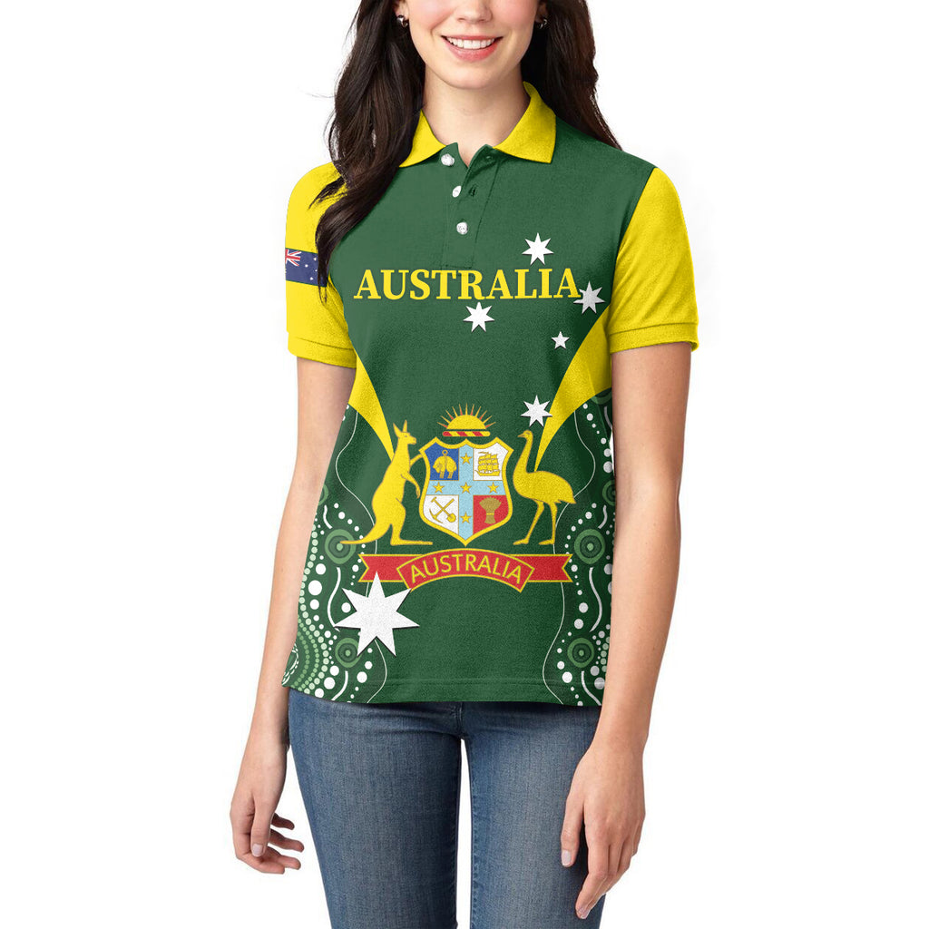 Custom Australia Cricket Women Polo Shirt 2024 World Cup Go Aussie - Green Version