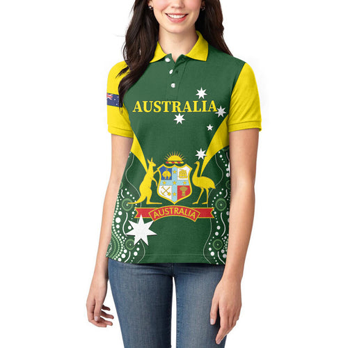 Custom Australia Cricket Women Polo Shirt 2024 World Cup Go Aussie - Green Version