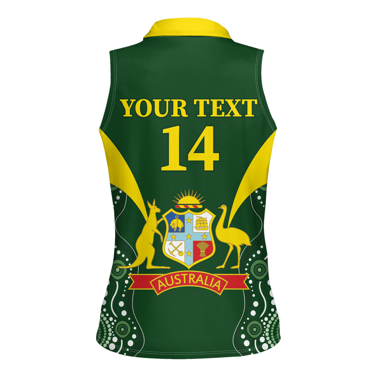 Custom Australia Cricket Women Sleeveless Polo Shirt 2024 World Cup Go Aussie - Green Version