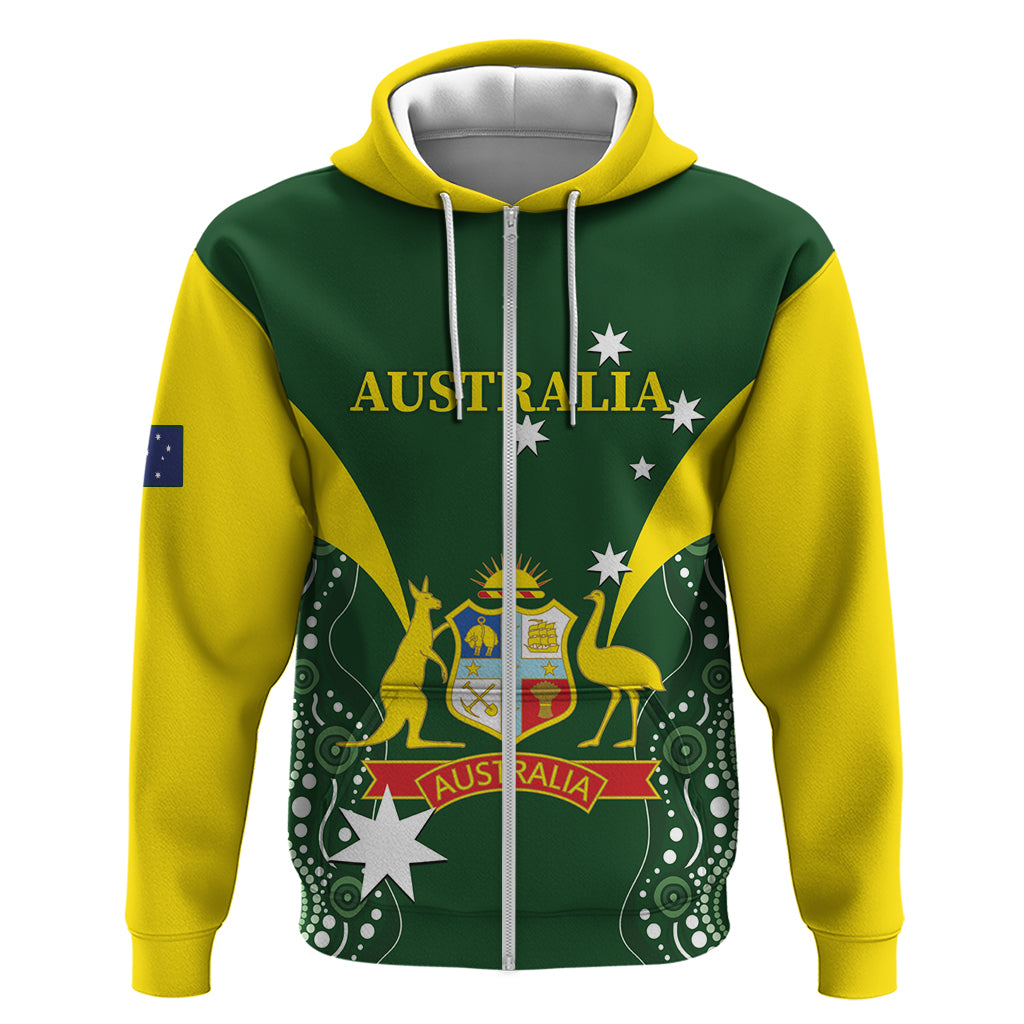 Custom Australia Cricket Zip Hoodie 2024 World Cup Go Aussie - Green Version