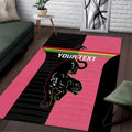 Custom Panthers Rugby Area Rug Black Pink Color Sporty Style