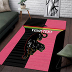 Custom Panthers Rugby Area Rug Black Pink Color Sporty Style