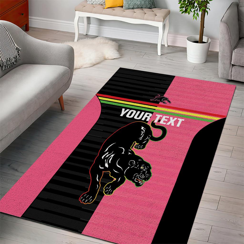 Custom Panthers Rugby Area Rug Black Pink Color Sporty Style