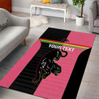 Custom Panthers Rugby Area Rug Black Pink Color Sporty Style