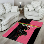 Custom Panthers Rugby Area Rug Black Pink Color Sporty Style