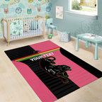 Custom Panthers Rugby Area Rug Black Pink Color Sporty Style