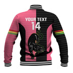 Custom Panthers Rugby Baseball Jacket Black Pink Color Sporty Style