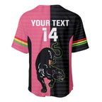Custom Panthers Rugby Baseball Jersey Black Pink Color Sporty Style