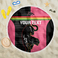 Custom Panthers Rugby Beach Blanket Black Pink Color Sporty Style
