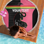 Custom Panthers Rugby Beach Blanket Black Pink Color Sporty Style