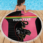 Custom Panthers Rugby Beach Blanket Black Pink Color Sporty Style