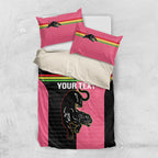 Custom Panthers Rugby Bedding Set Black Pink Color Sporty Style