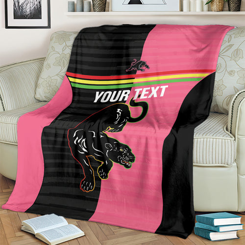 Custom Panthers Rugby Blanket Black Pink Color Sporty Style