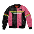 Custom Panthers Rugby Bomber Jacket Black Pink Color Sporty Style