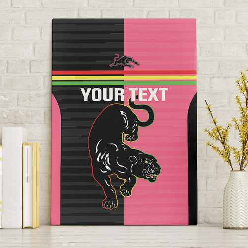 Custom Panthers Rugby Canvas Wall Art Black Pink Color Sporty Style