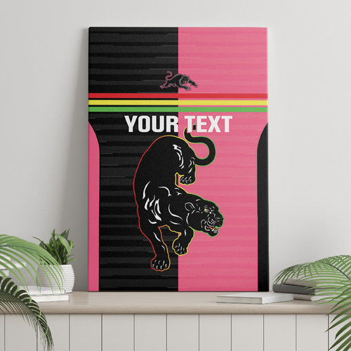 Custom Panthers Rugby Canvas Wall Art Black Pink Color Sporty Style