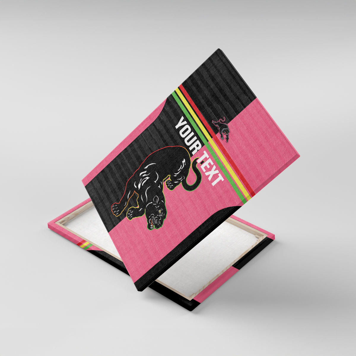 Custom Panthers Rugby Canvas Wall Art Black Pink Color Sporty Style