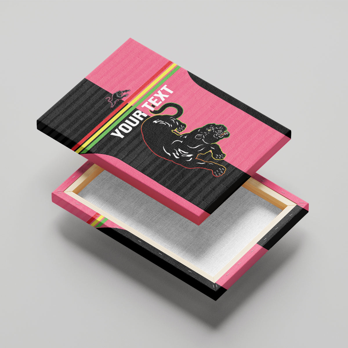 Custom Panthers Rugby Canvas Wall Art Black Pink Color Sporty Style