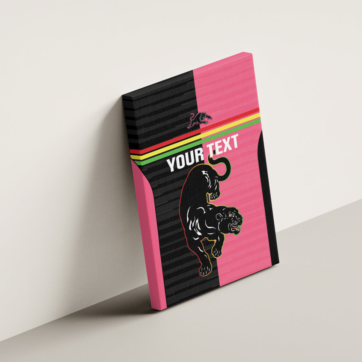 Custom Panthers Rugby Canvas Wall Art Black Pink Color Sporty Style