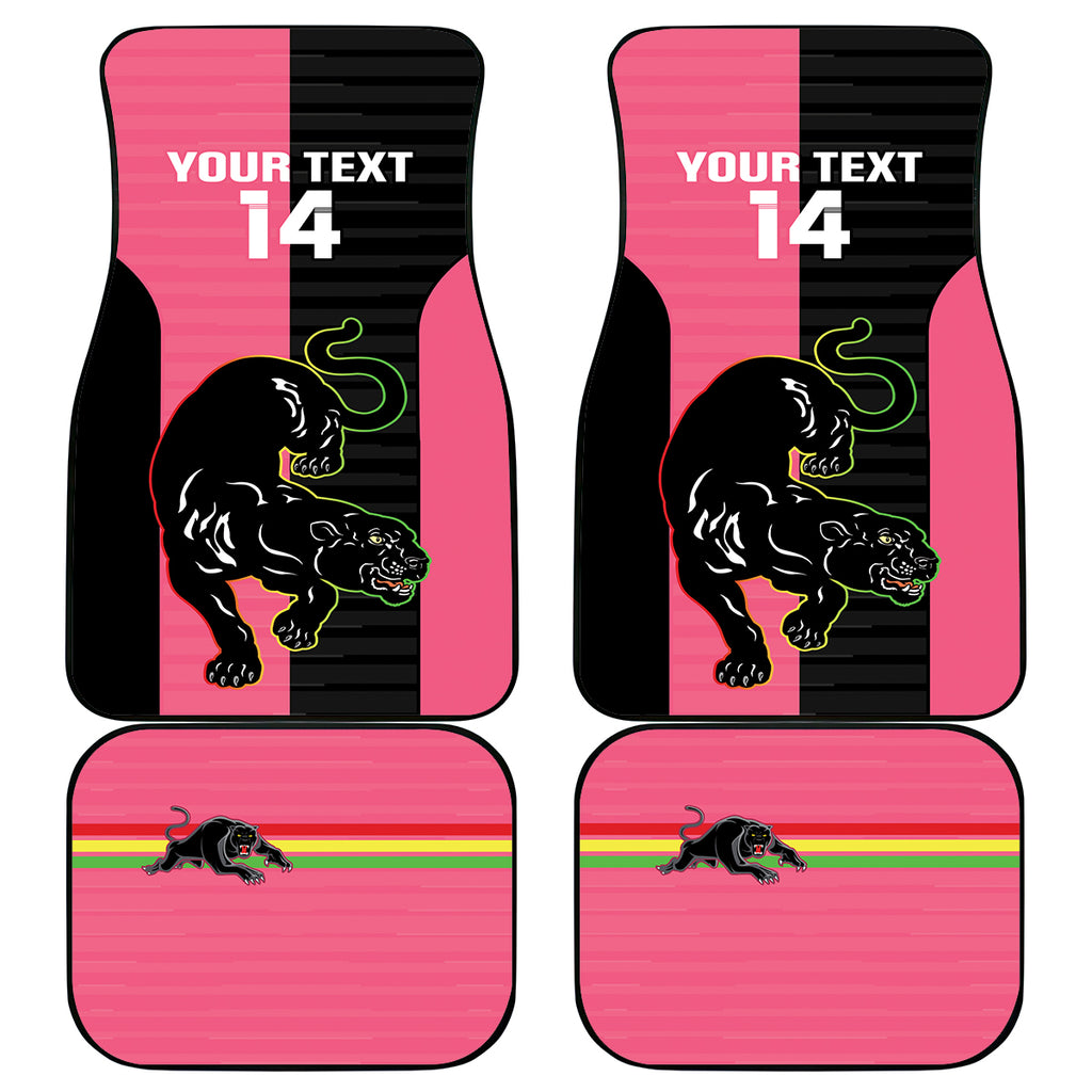 Custom Panthers Rugby Car Mats Black Pink Color Sporty Style