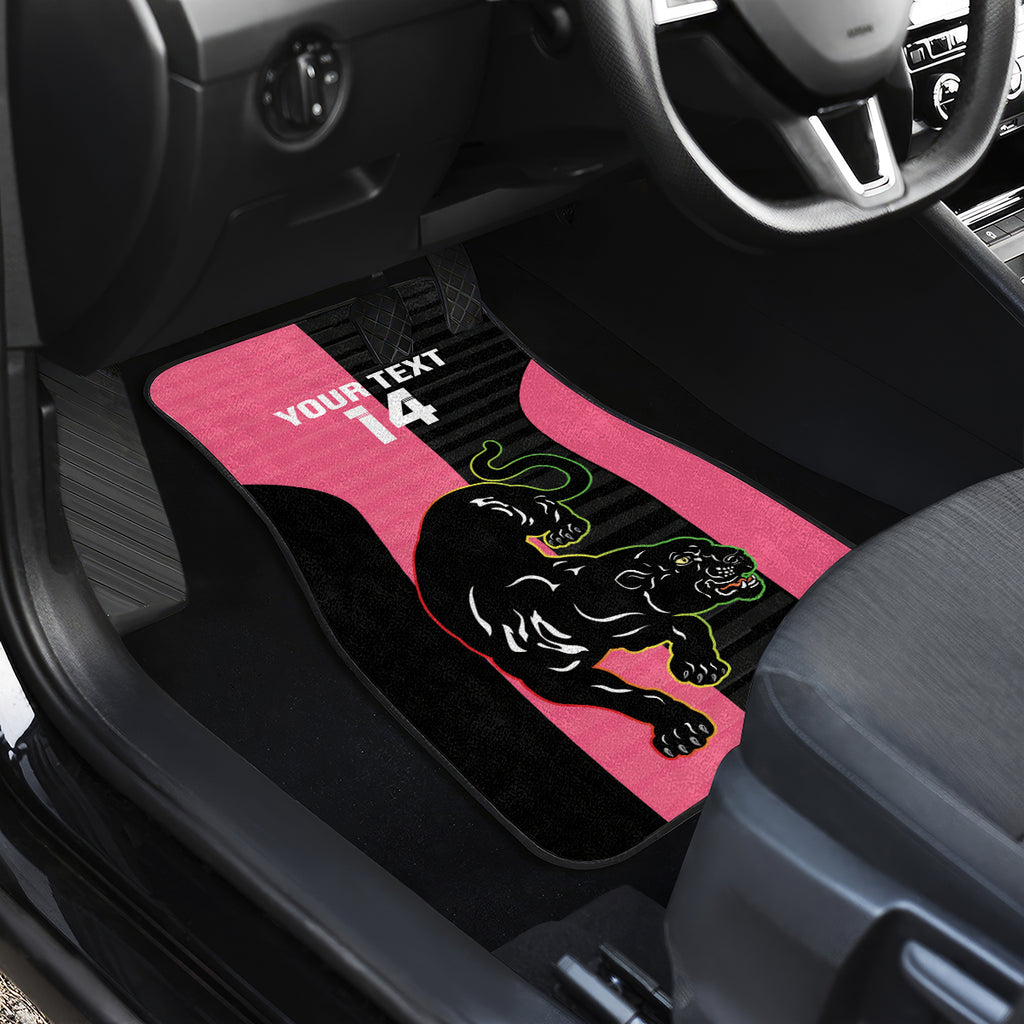 Custom Panthers Rugby Car Mats Black Pink Color Sporty Style