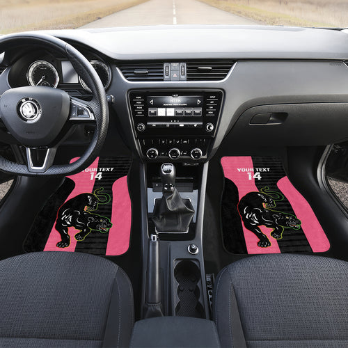 Custom Panthers Rugby Car Mats Black Pink Color Sporty Style