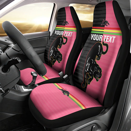 Custom Panthers Rugby Car Seat Cover Black Pink Color Sporty Style