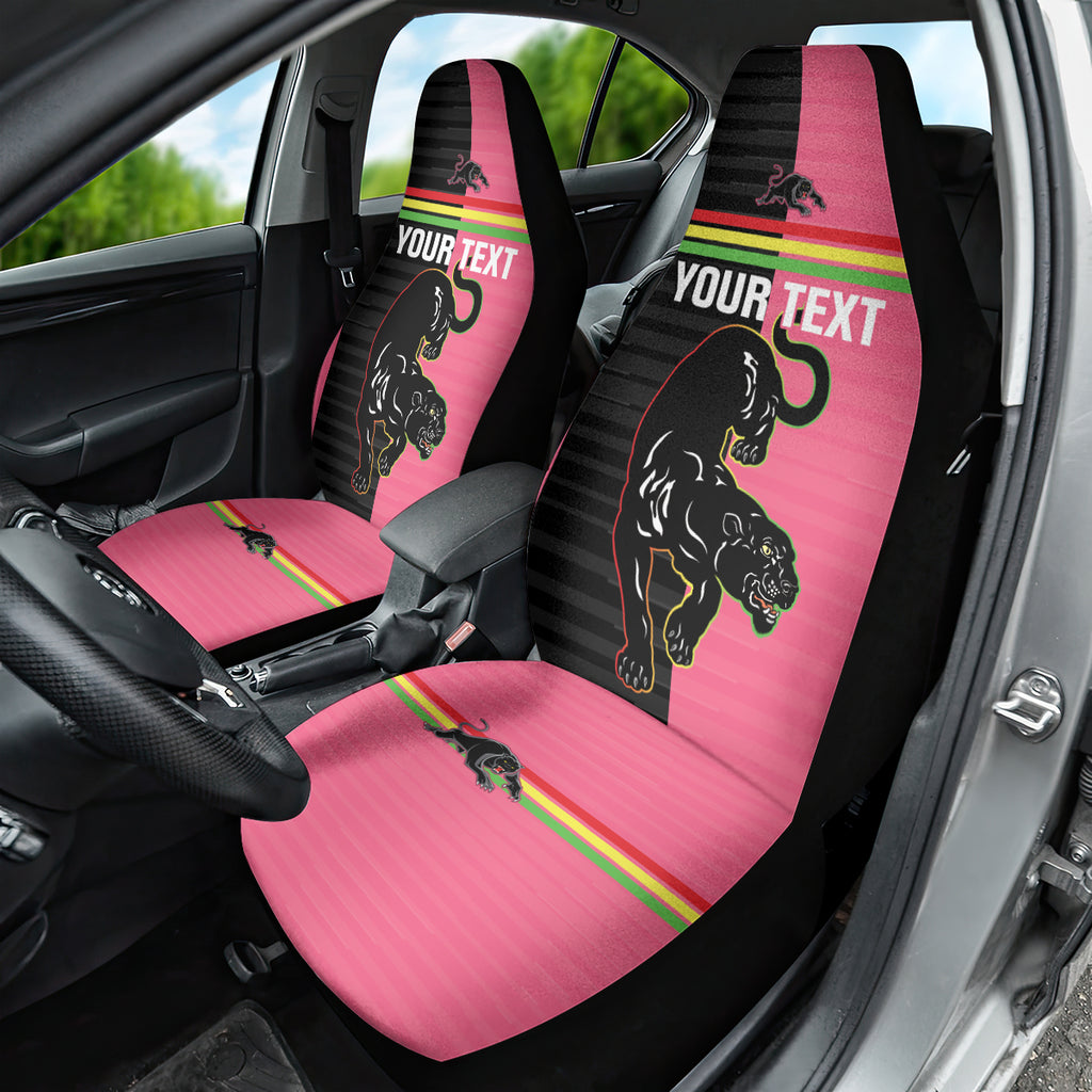 Custom Panthers Rugby Car Seat Cover Black Pink Color Sporty Style
