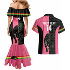 Custom Panthers Rugby Couples Matching Mermaid Dress and Hawaiian Shirt Black Pink Color Sporty Style