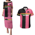 Custom Panthers Rugby Couples Matching Puletasi and Hawaiian Shirt Black Pink Color Sporty Style