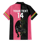 Custom Panthers Rugby Family Matching Mermaid Dress and Hawaiian Shirt Black Pink Color Sporty Style