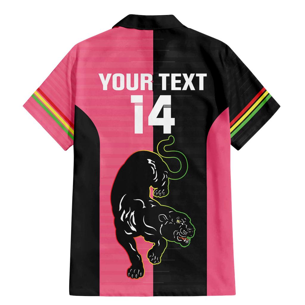 Custom Panthers Rugby Family Matching Mermaid Dress and Hawaiian Shirt Black Pink Color Sporty Style