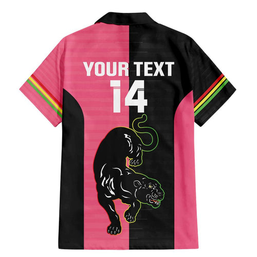 Custom Panthers Rugby Family Matching Mermaid Dress and Hawaiian Shirt Black Pink Color Sporty Style