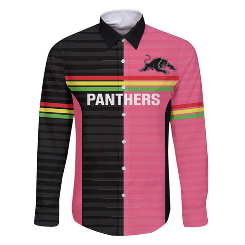 Custom Panthers Rugby Family Matching Mermaid Dress and Hawaiian Shirt Black Pink Color Sporty Style