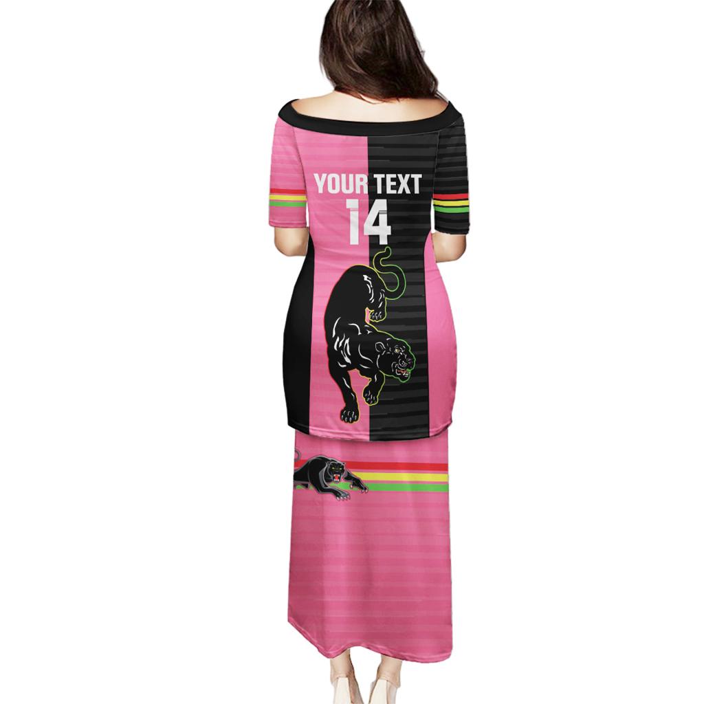 Custom Panthers Rugby Family Matching Puletasi and Hawaiian Shirt Black Pink Color Sporty Style